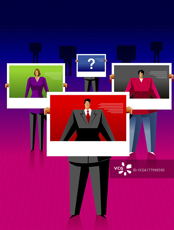 显示一群人倒影的视觉屏幕图片素材