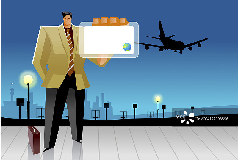 在机场出示身份证的商人图片素材