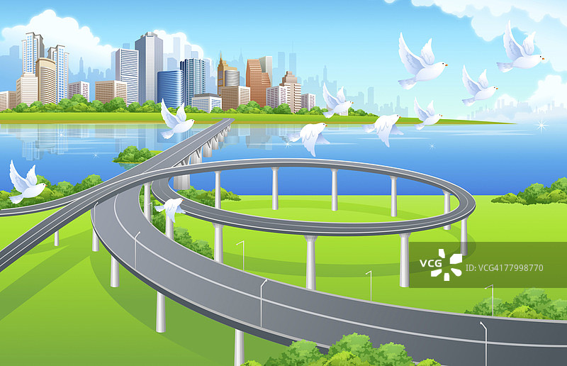 高架道路的高角度视图图片素材