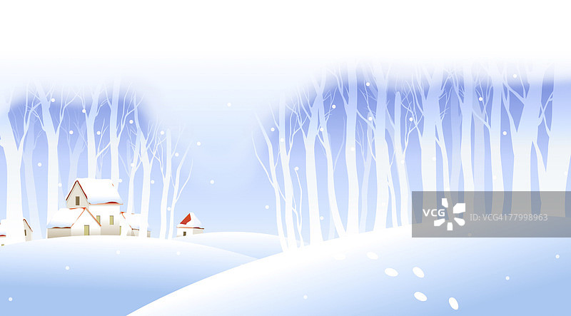 雪地上的脚印图片素材