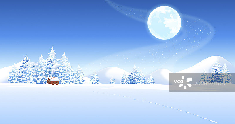 雪地上的脚印图片素材