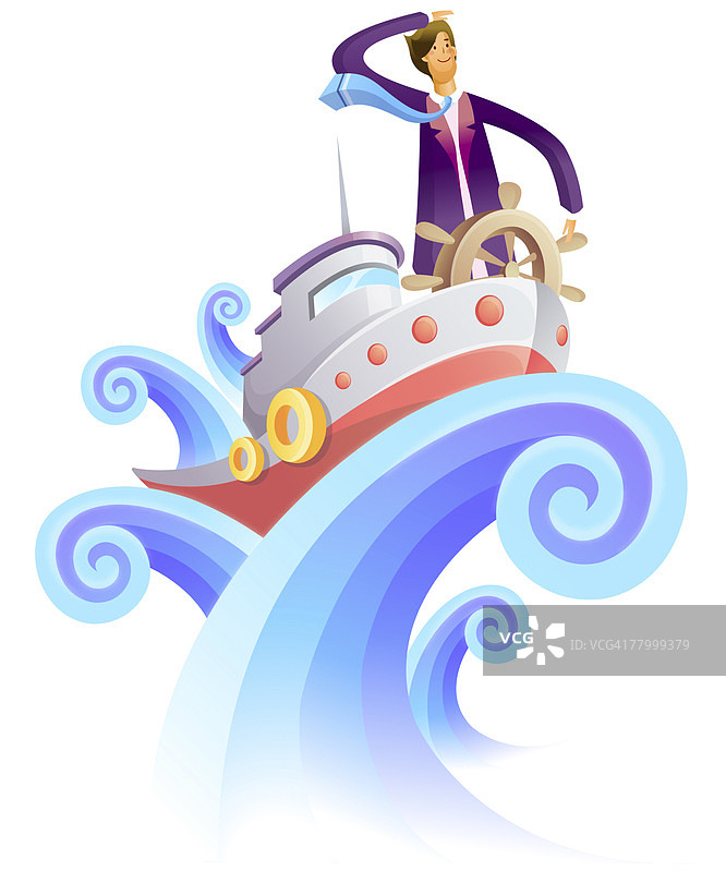 商人航行在游轮上图片素材