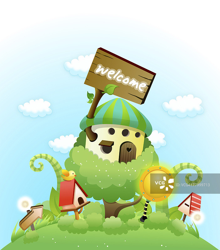 鸟儿栖息在鸟舍上图片素材