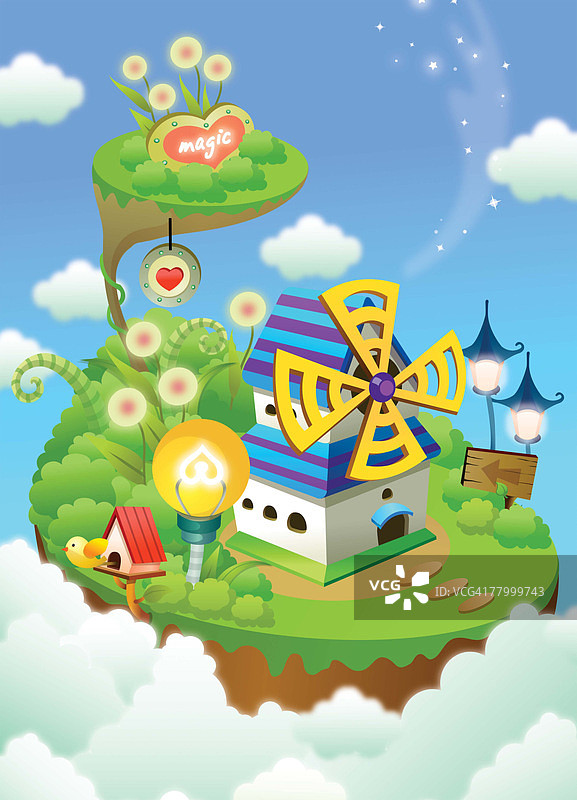 传统风车高角度视图图片素材