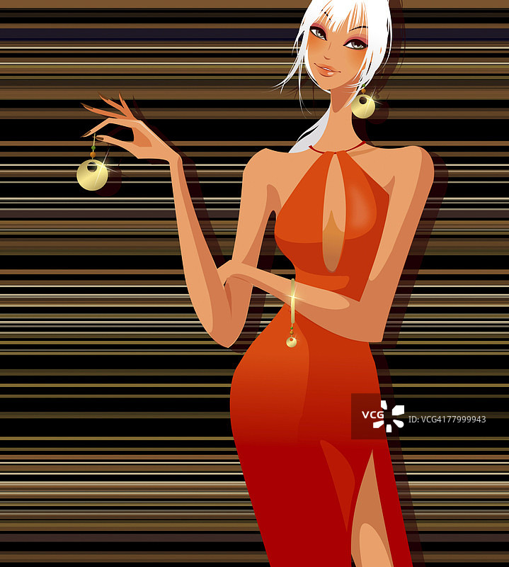 女人手持耳环图片素材