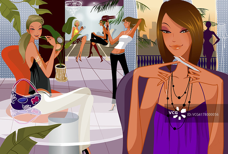 一群女性在美容水疗中心图片素材