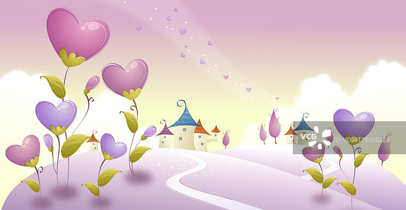 风景上的心形花朵图片素材