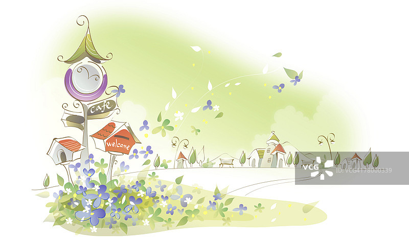 带鸟巢的交通标志牌特写图片素材