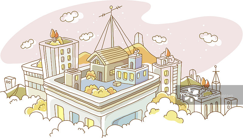 建筑物高角度视图图片素材