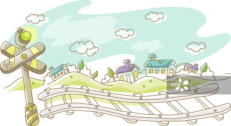 铁路轨道旁的铁路道口标志图片素材