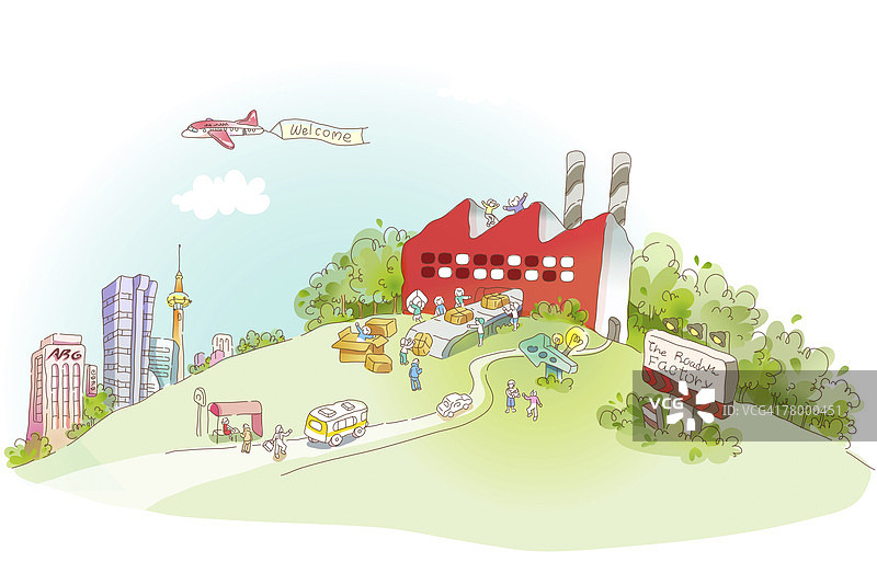 飞机飞越建筑图片素材