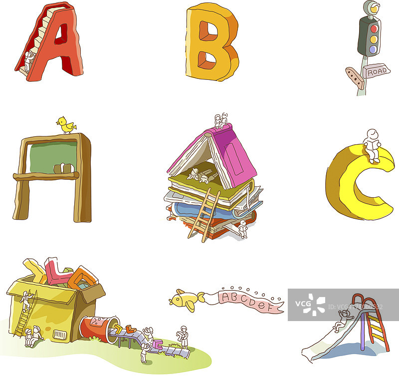 白色背景上的一组物体图片素材