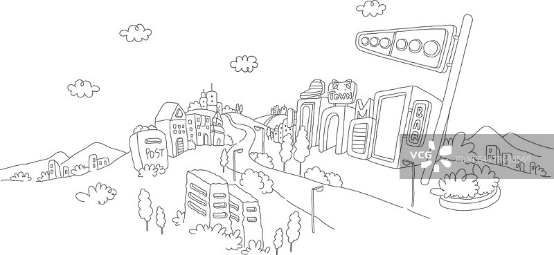 城市路边的交通信号灯图片素材