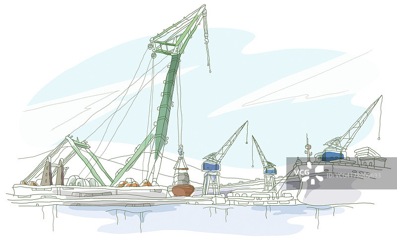 商业码头起重机图片素材