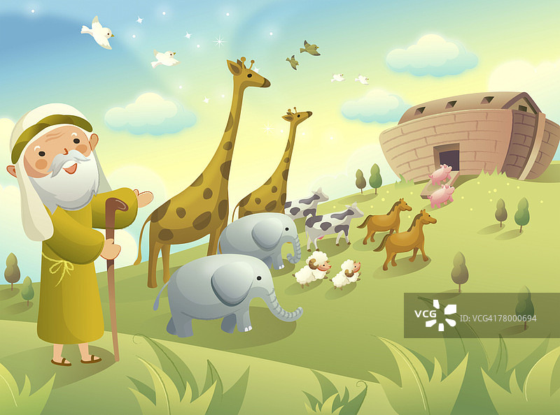 诺亚示意动物们走向方舟图片素材
