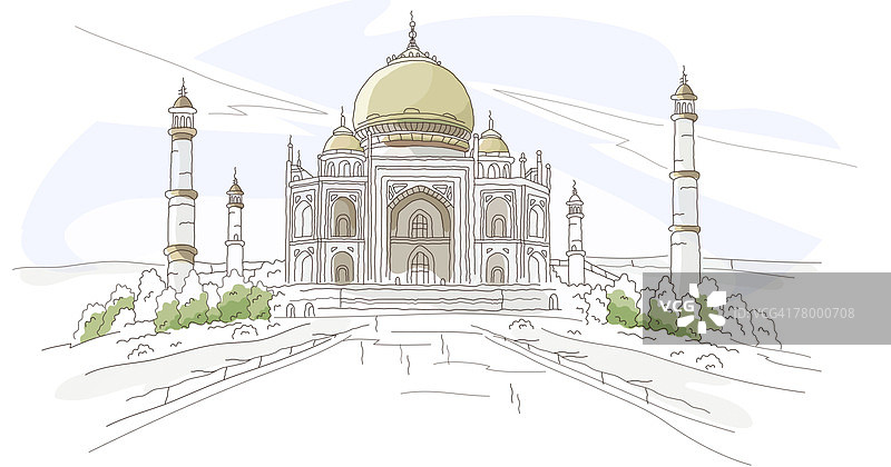 印度北方邦阿格拉泰姬陵陵墓的外观图片素材