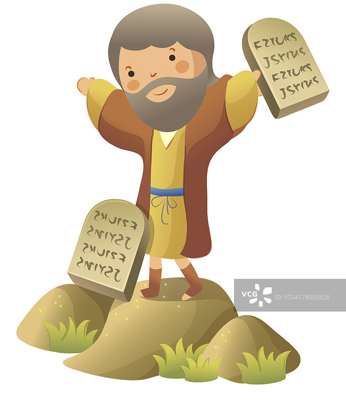 摩西站立并手持十诫图片素材