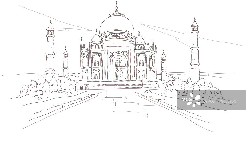 印度北方邦阿格拉泰姬陵陵墓的外观图片素材