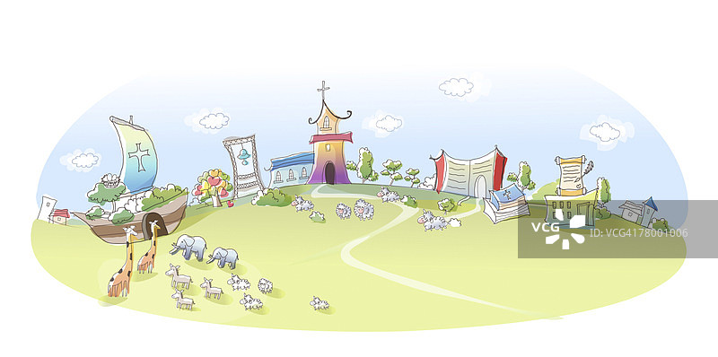 前往诺亚方舟的动物群图片素材