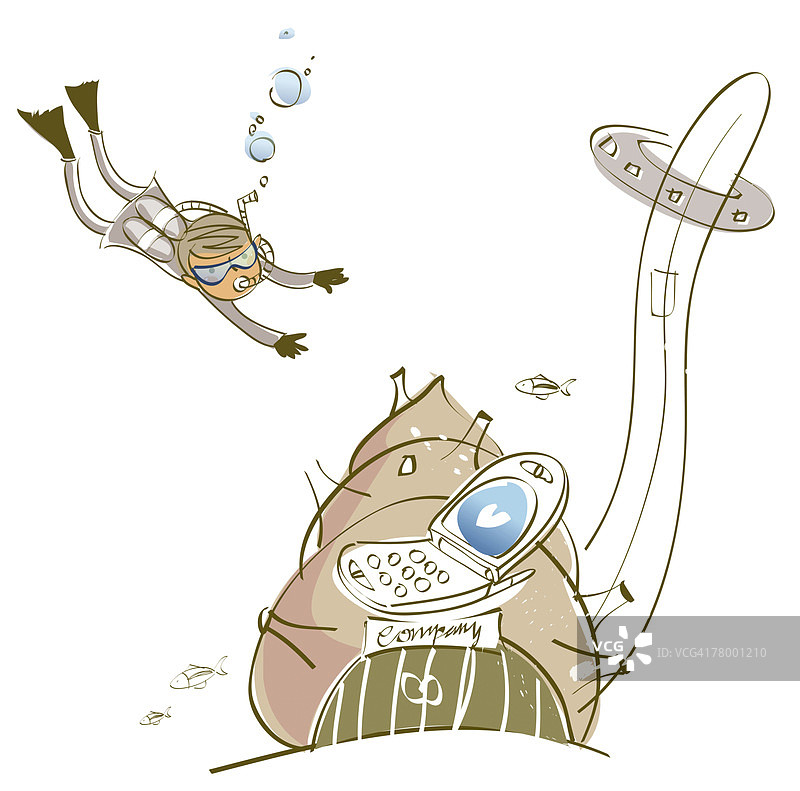 男人在海里浮潜图片素材