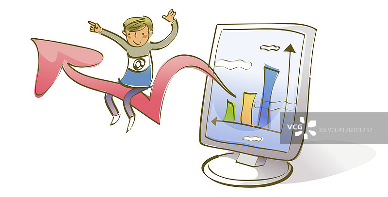 坐在电脑前箭上的男人图片素材