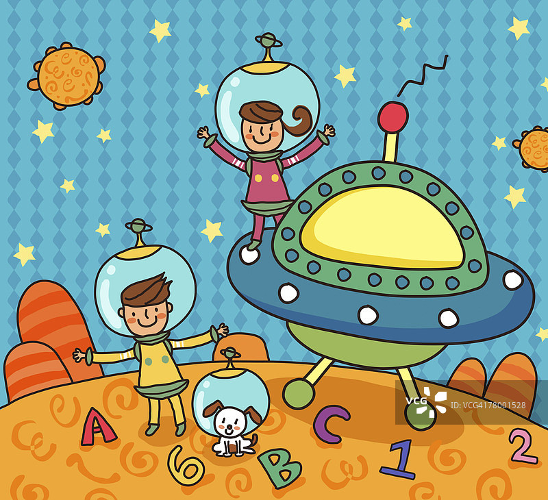 两个女孩在卫星天线附近图片素材