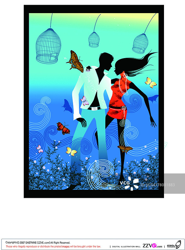 情侣互相搂着肩膀站立图片素材