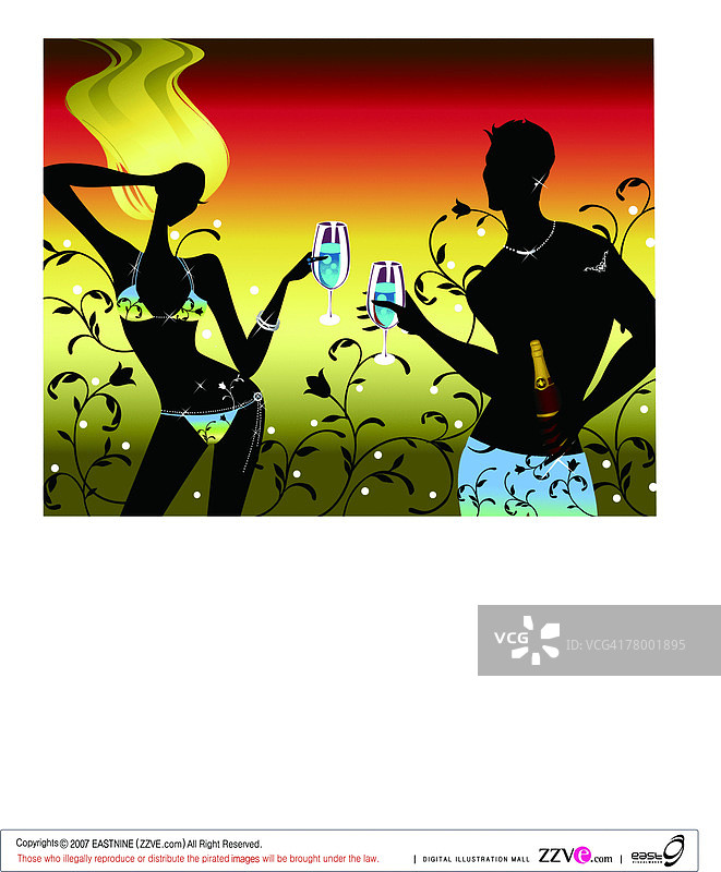 情侣手持鸡尾酒杯特写图片素材