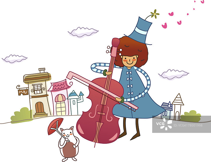 女人演奏小提琴并微笑图片素材