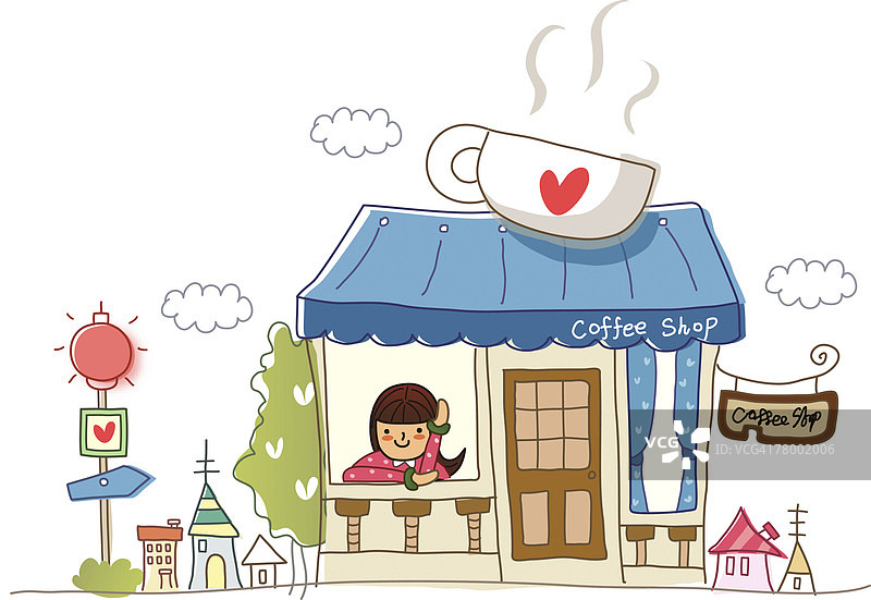 在咖啡店里的女人图片素材