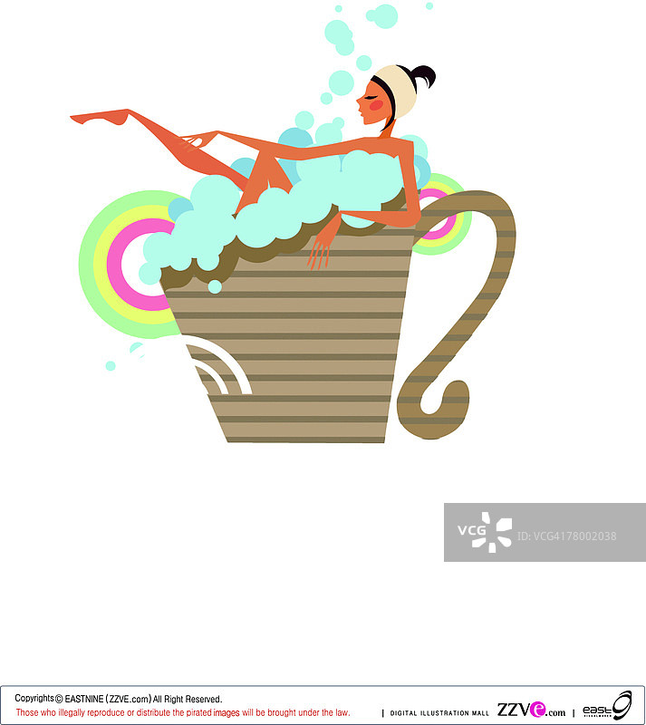 女人在杯子里泡泡浴图片素材