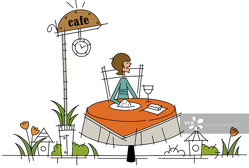 男人坐在桌旁打招呼图片素材