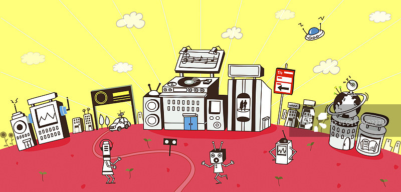 机器人管理的未来城市图片素材