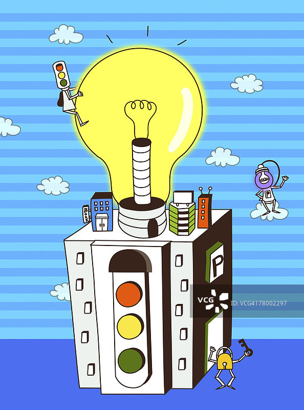 特写：建筑物上的交通信号灯图片素材