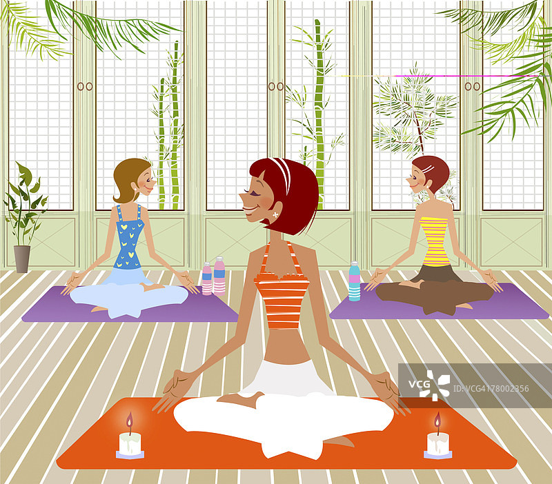 冥想中的三位女性图片素材