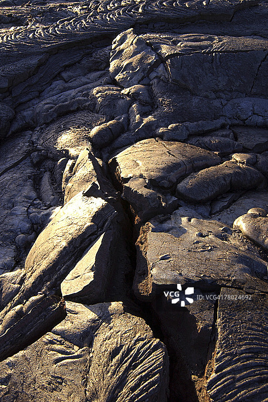 棕褐色调：基拉韦厄火山的熔岩石与纹理图片素材
