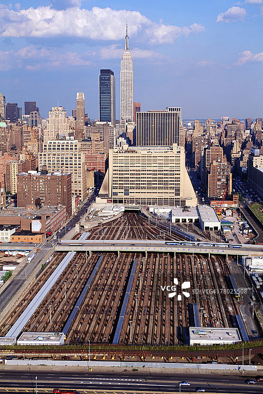 纽约市长岛铁路车辆段鸟瞰图图片素材