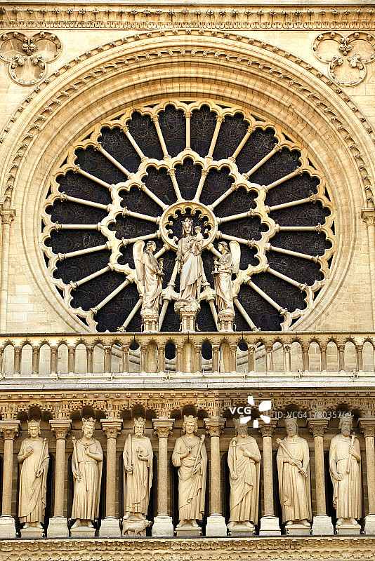 巴黎圣母院的玫瑰窗外景图片素材