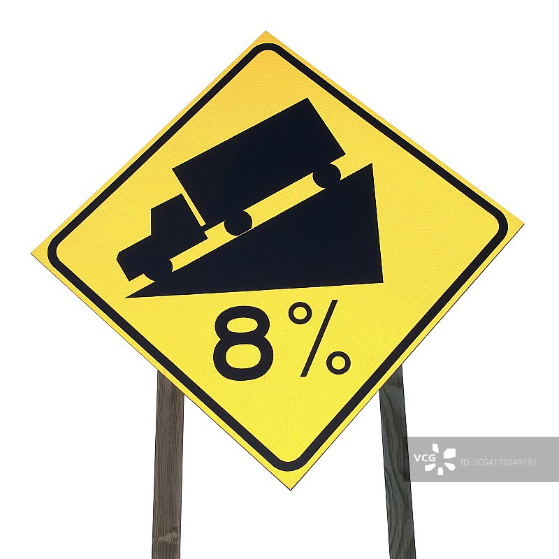 指示陡坡的道路标志图片素材