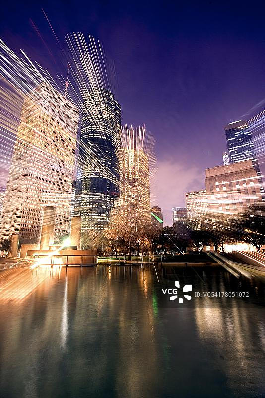 休斯顿夜间天际线图片素材