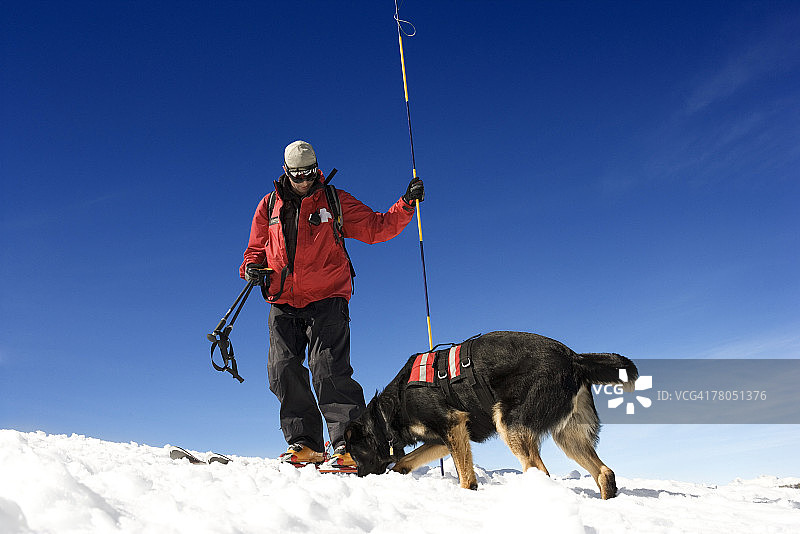 带狗的滑雪巡逻队图片素材