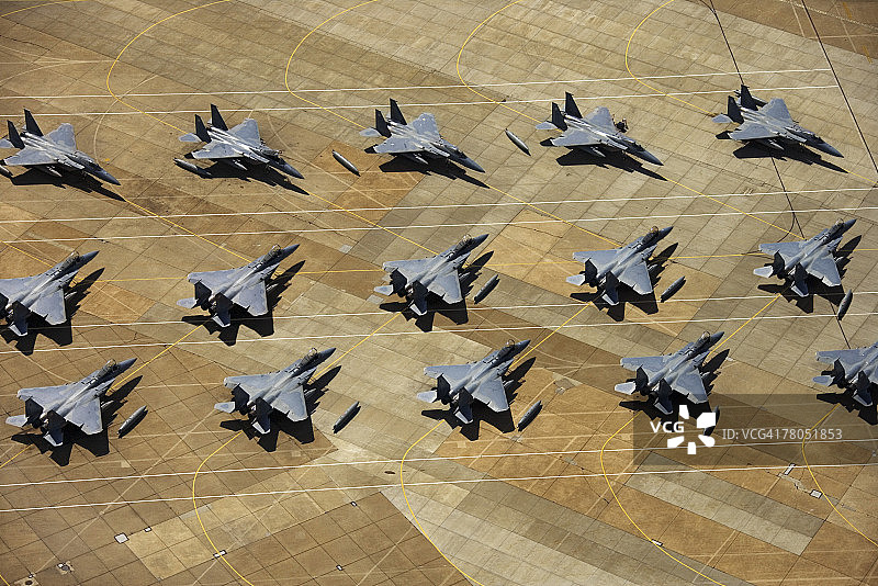 兰利空军基地战斗机航拍，弗吉尼亚州汉普顿图片素材