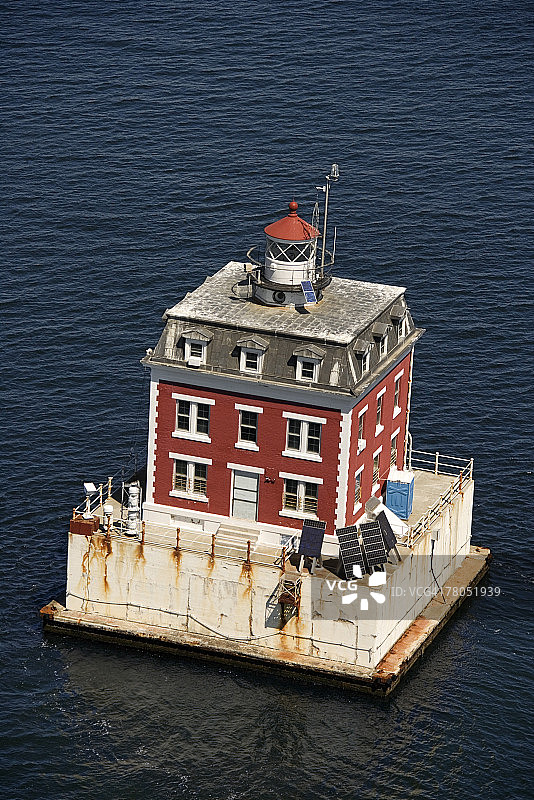 康涅狄格州格罗顿新伦敦莱奇灯塔的航拍景色图片素材