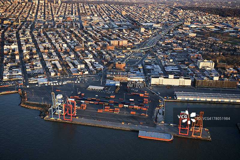 纽约港口鸟瞰图图片素材