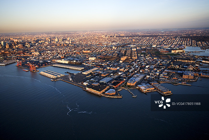 纽约港的航拍景色图片素材
