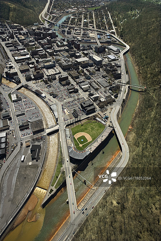 宾夕法尼亚州约翰斯敦鸟瞰图片素材