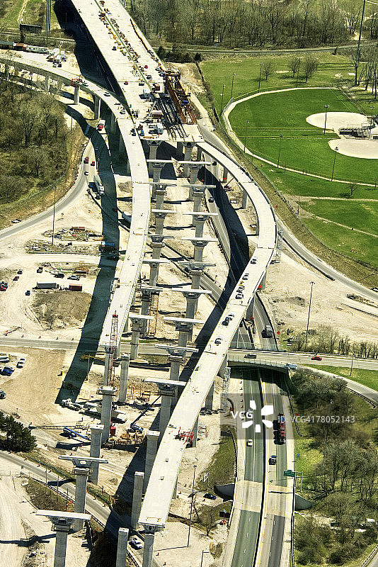 在建高速公路航拍图片素材
