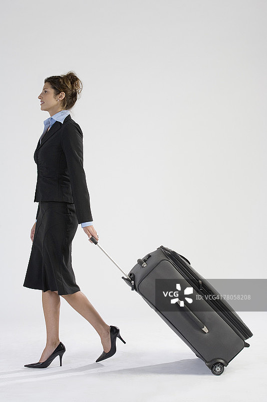 拿着行李箱的女商人图片素材