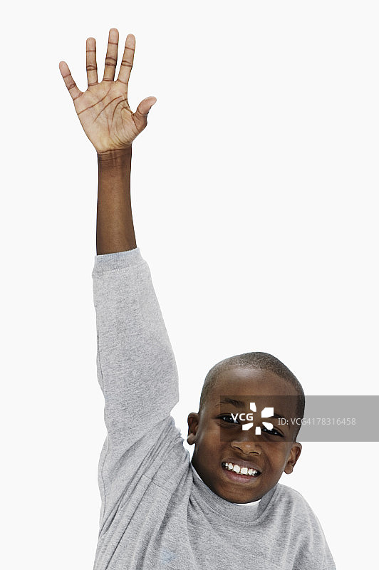 男孩举手图片素材