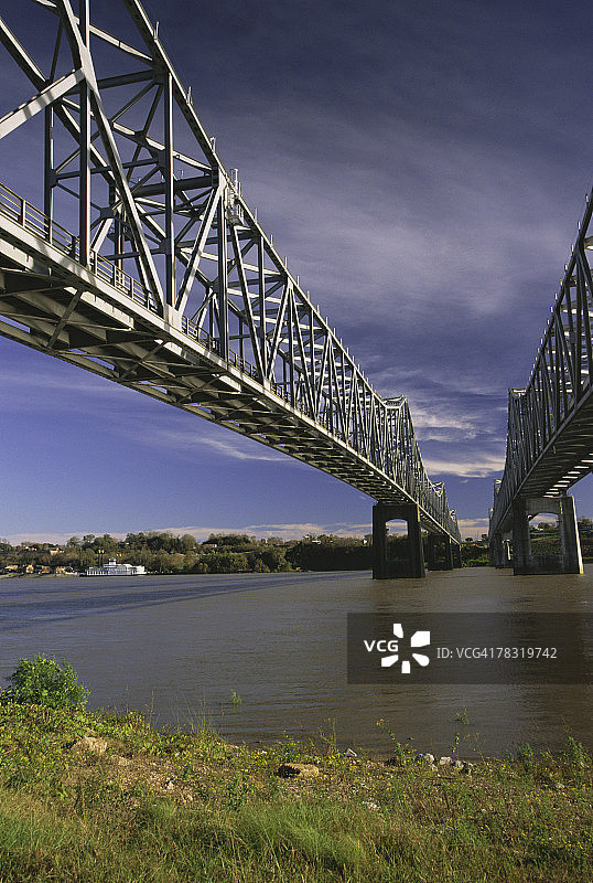 路易斯安那州和密西西比州之间的纳奇兹大桥图片素材